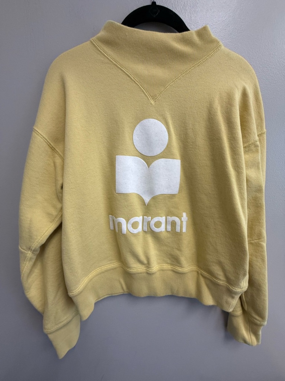 Isabel Marant Etoile butter yellow moby velvet Logo Sweatshirt 44 S/M